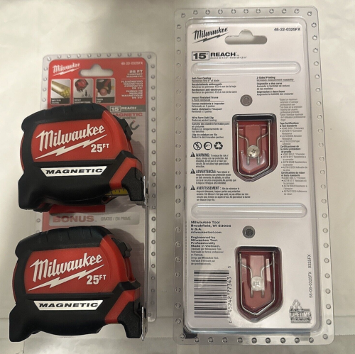 (2) Milwaukee 25 FT Magnetic Tape Measure - New in package - Picture 1 of 4