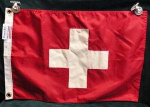 SWITZERLAND Boat Flag 12" x 18" Perma-Nyl  made by VALLEY FORGE made in USA LOOK