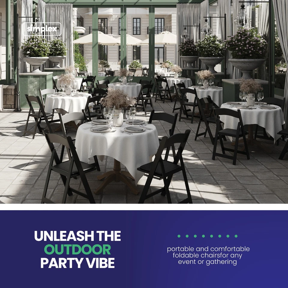 Silla Plegable Apilable Resina Negra - Sillas Plegables Interior/Exterior (4 Pk) Foto 4 de 4