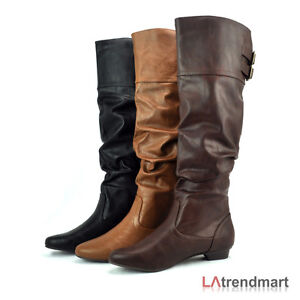 low heel womens leather riding boots