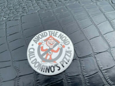 VINTAGE PINBACK BUTTON #58-150 - AVOID THE NOID - DOMINOS PIZZA