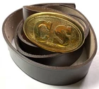 CIVIL WAR CS CONFEDERATE EM FIELD BELT & BUCKLE- SIZE 3 (FITS 34-42 INCH WAIST)