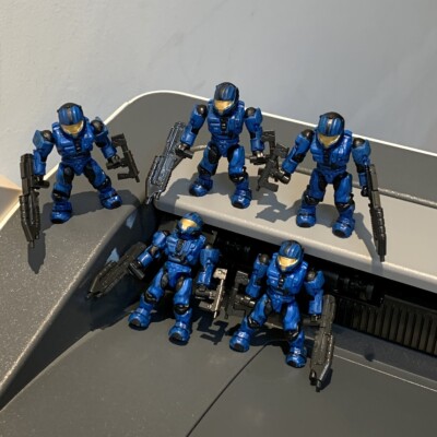 5x HALO MEGA BLOKS UNSC COBALT BLUE CQB SPARTAN MINI FIGURE 97001