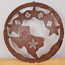 Texas Lone Star Metal Wall Art Decor 18" Rustic Rugged Distressed Country Chic