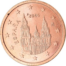 [#765782] Spain, 2 Euro Cent, 2016, MS(63), Copper Plated Steel