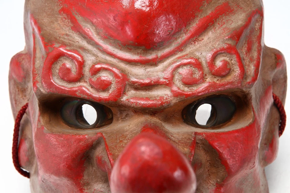 Old Vintage Japanese Paper Clay Noh Mask Plaque -Tengu- Braggart Early Showa Era - Image 4 of 4