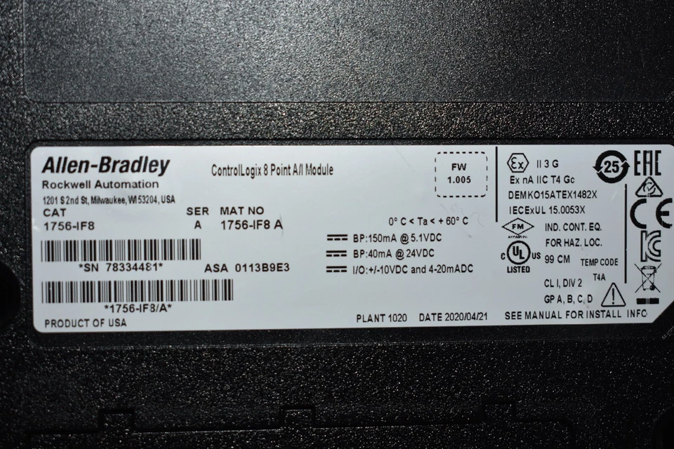 1756sc-IF8u SPECTRUM CONTROLLOGIX  ANALOG INPUT MODULE SER A NEW OLD STOCK - Image 3 of 3