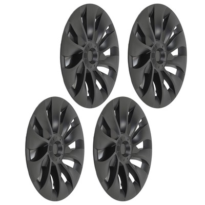 4 Enjoliveurs Roue 18 Pouces Tesla Model 3 2017-2023 - Capuchons Moyeu Turbo Noir Mat