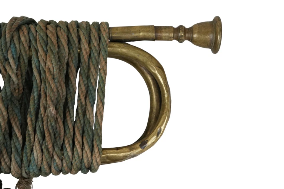 #586 Alte Trompete mit Banderole, 45,5cm - Bild 4 von 4