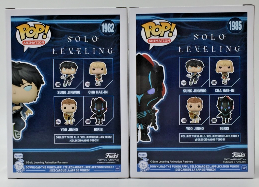 Funko Pop! Solo Leveling Sung Jinwoo #1982 Igris #1985 Set of 2 W