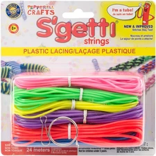 Pepperell SX6-2 S'getti Strings Plastic Lacing 27yd-Neon (6Pk)
