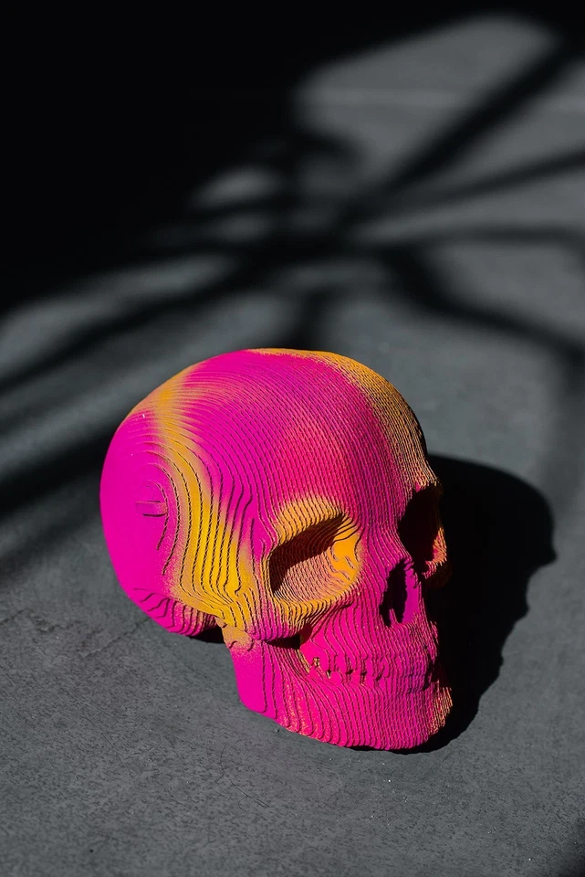 PUZZLE 3D CARTONIC SKULL TESCHIO CARTONE PRETAGLIATO DA ASSEMBLARE DESIGN 72 PZ - Immagine 2 di 4