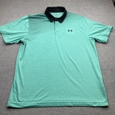 Under Armour Shirt Mens Extra Large Playoff Polo Short Sleeve Golf Green Stripe