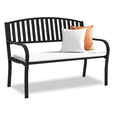 Outdoor Bench Garden Bench, Weatherproof Anti-Rust Heavy-Duty Outside Rectangle