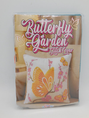 My Craft Joy Buttefly Garden Stitch Cover Pillow Cover Needlepoint Kit NIP