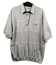 Classics by Palmland vtg Golf Polo Shirt Large Banded Bottom gray front pocket