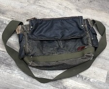 Bolso Mensajero Bed Stu Hawkeye Envejecido Lona Encerada Cuero Negro Oliva