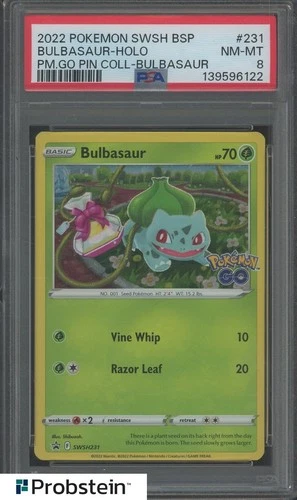 2022 Pokemon SWSH BSP Go Pin Coll #231 Bulbasaur Holo PSA 8 NM-MT