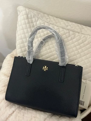 Tory Burch Black Tote Bag Leather Shoulder Handbag Gold Hardware New With Tags - Image 1 of 4