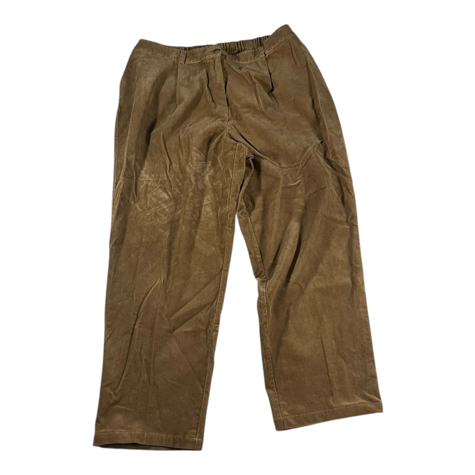 L.L.Bean Curvy Fit Corduroy Pants Women's Size 20 M/Tall Brown Elastic Waist