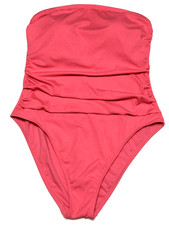 Shade Shore XL 16 Pink Ribbed Removable Strap Strapless One-Piece Swimsuit