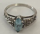 Vintage Kabana 925 Sterling Silver And Blue Topaz Ring Size 10