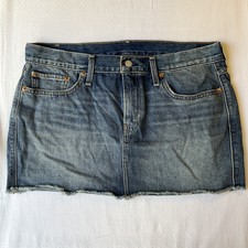 Levi's Women Mini Skirt Size W30 Blue Denim Skirt Casual Raw Hem Button