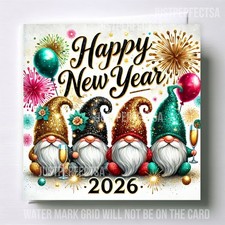 Handmade Happy New Year 2026 Card |Square card with premium White envelope 6"x6"