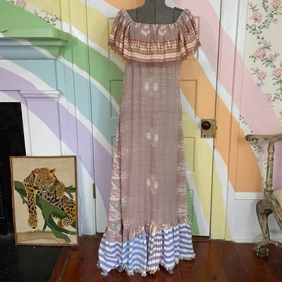 Erika Peña Tribal E Esme Ikat Nomadic Tribal Goddess Anita Maxi Dress Sz XS   