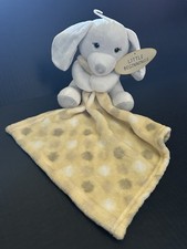 NEW LITTLE BEGINNINGS DOG PUPPY WHITE YELLOW TAN DOTS SECURITY BLANKET LOVEY F4