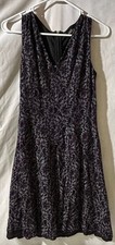 Tommy Hilfiger v-neck, sleeveless fit/flare, purple/black lace, lined dress size