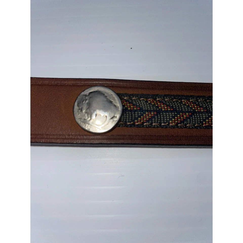 Cinturón occidental de cuero y lona de níquel búfalo Gap talla 28 Foto 4 de 4