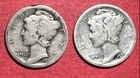 1916S & 1925S US Mercury SILVER Dimes Set of 2! Both "San Francisco" Mint! Coins