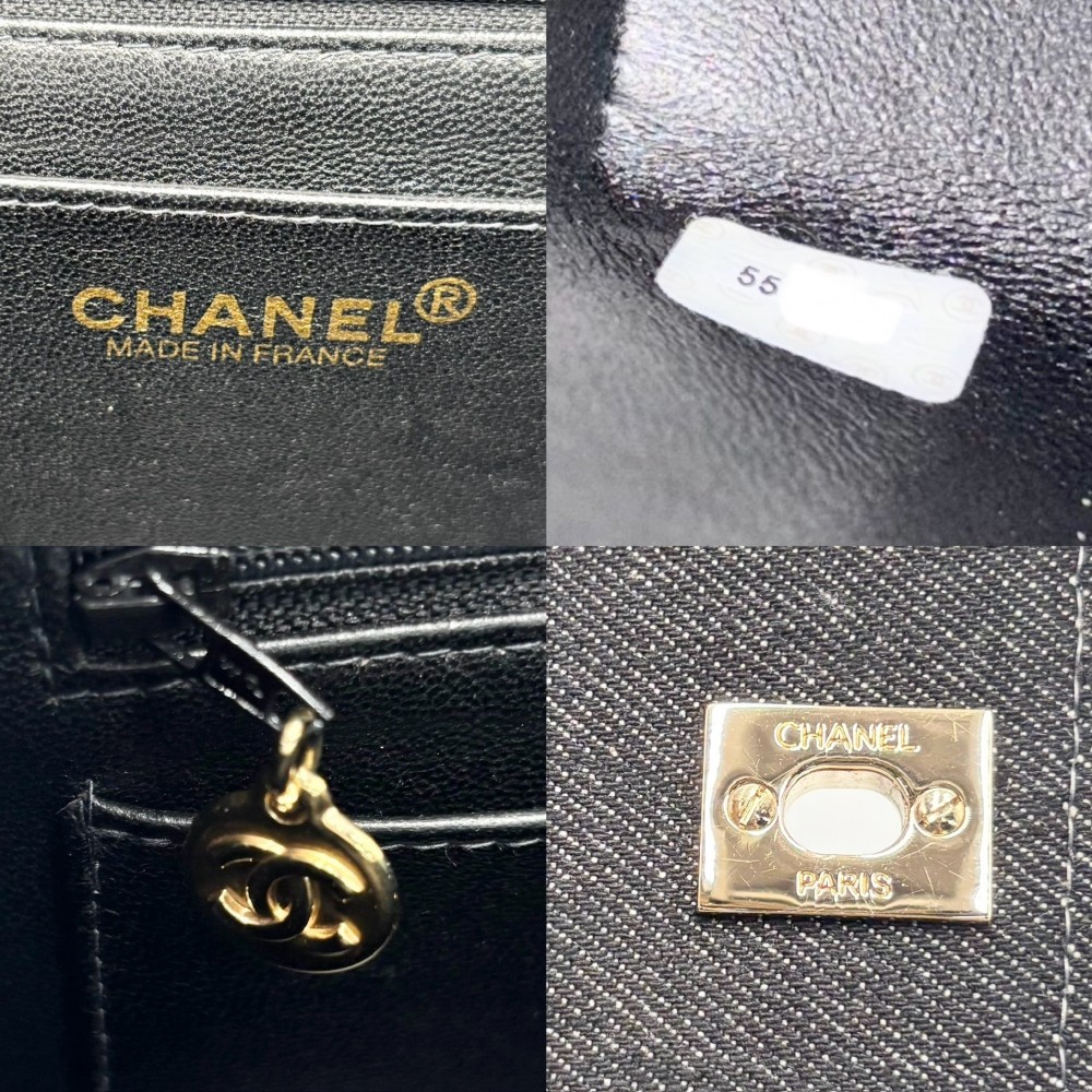 Big CHANEL Handbag Ladies Top Handle Coco Mark Turn Lock Bag CHANEL Denim Black image 5