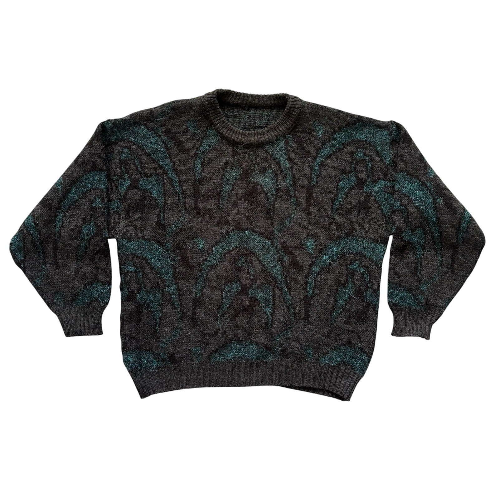 Womens Vintage 80s Jumper Grey Patterrned Metallic Crew Neck Retro Indie Boho 18 image 2
