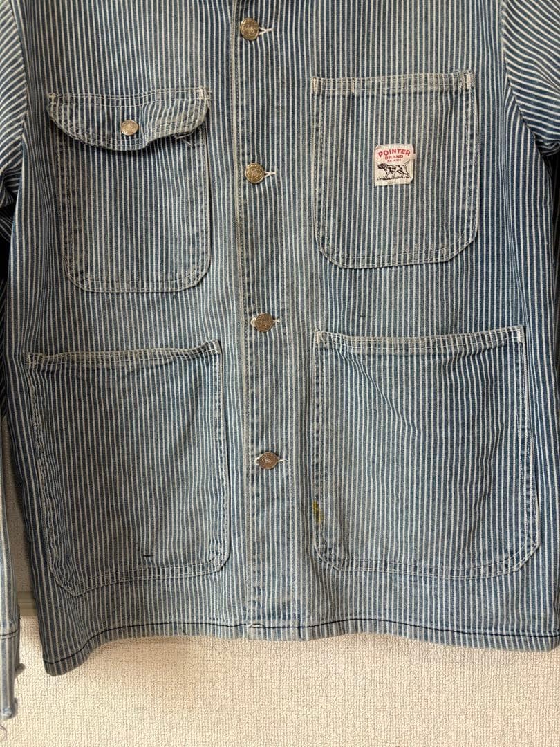 Vintage Pointer Hickory Coverall Jacket Navy Stri… - image 4