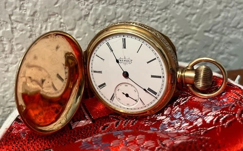 Vintage Elgin 14K Solid Gold Hunter Case Pocket Watch – Antique American Timepie