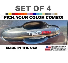 4 TRD PRO Door Handle Stickers Decals, Fits Toyota Tacoma, Tundra, 4Runner, FJ