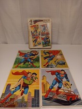 RARE HTF 1966 Whitman Superman Frame Tray Puzzles Set Of 4 In Box 1966