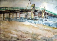 Morris Yudelson – Original Watercolor Painting / ”Day At The Beach” - 1978