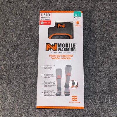New Mobile Warming FieldSheer Technology Merino Wool Heated Socks Xl