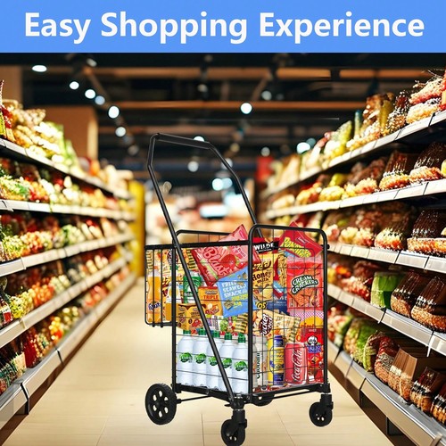 JOYIN-Heavy-Duty Folding Shopping Cart With Waterproof Liner & 360° Swivel Wheel - Picture 2 of 8