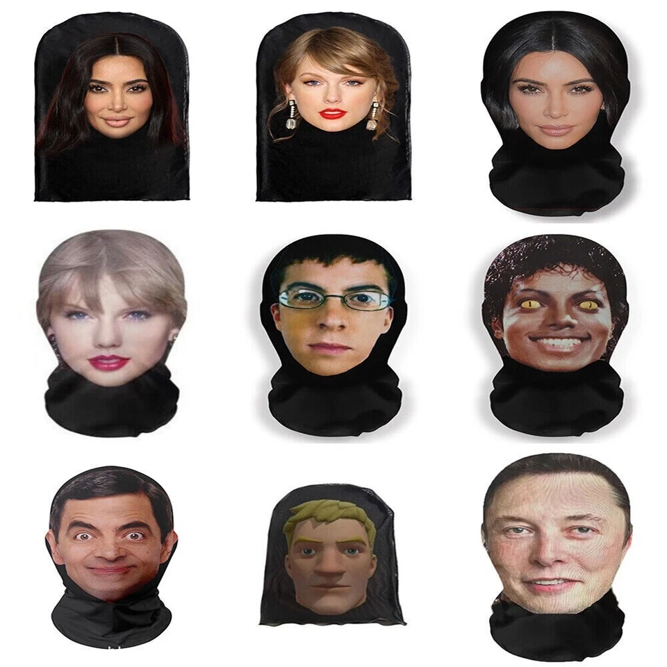 2PCS 3PCS 3D Printed Mask Cosplay Headwear Fashion Elastic Mesh Full Face Mask - Image 3 of 4