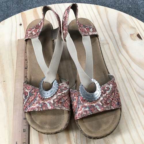 Rieker Sandals Womens 42 Slingback Multicolor Floral Open Toe Wedge Heels Casual - Picture 9 of 18