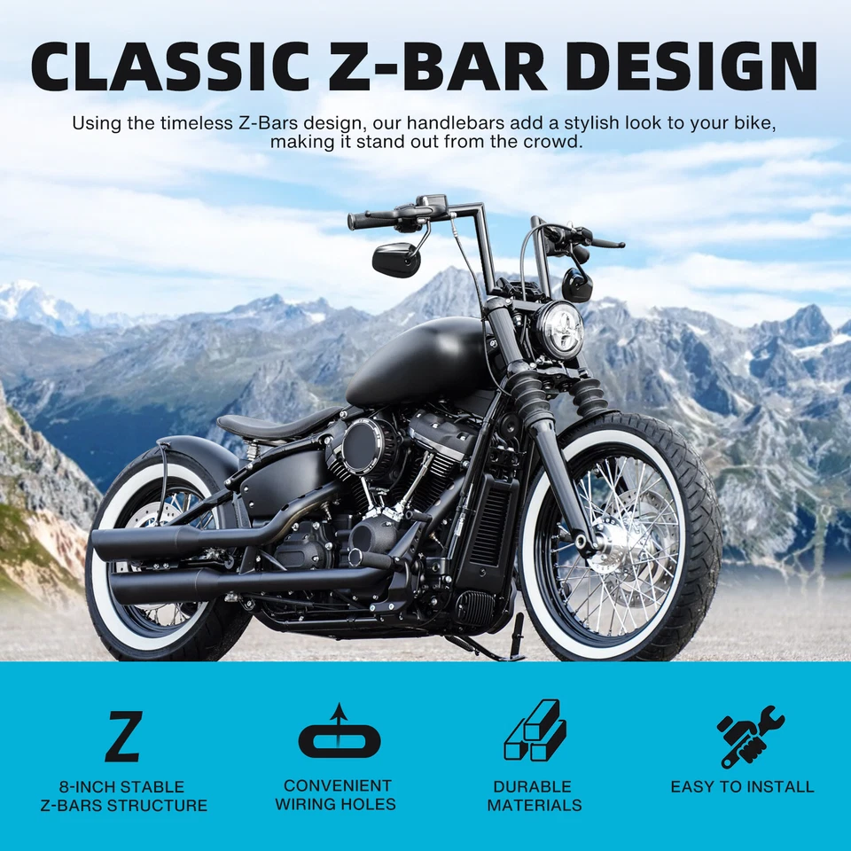 Para Kawasaki Vulcan 650 S 900 8" 10" Elevación 1" Ape Colgador Manillar Arrastre Z-Bar Foto 4 de 4