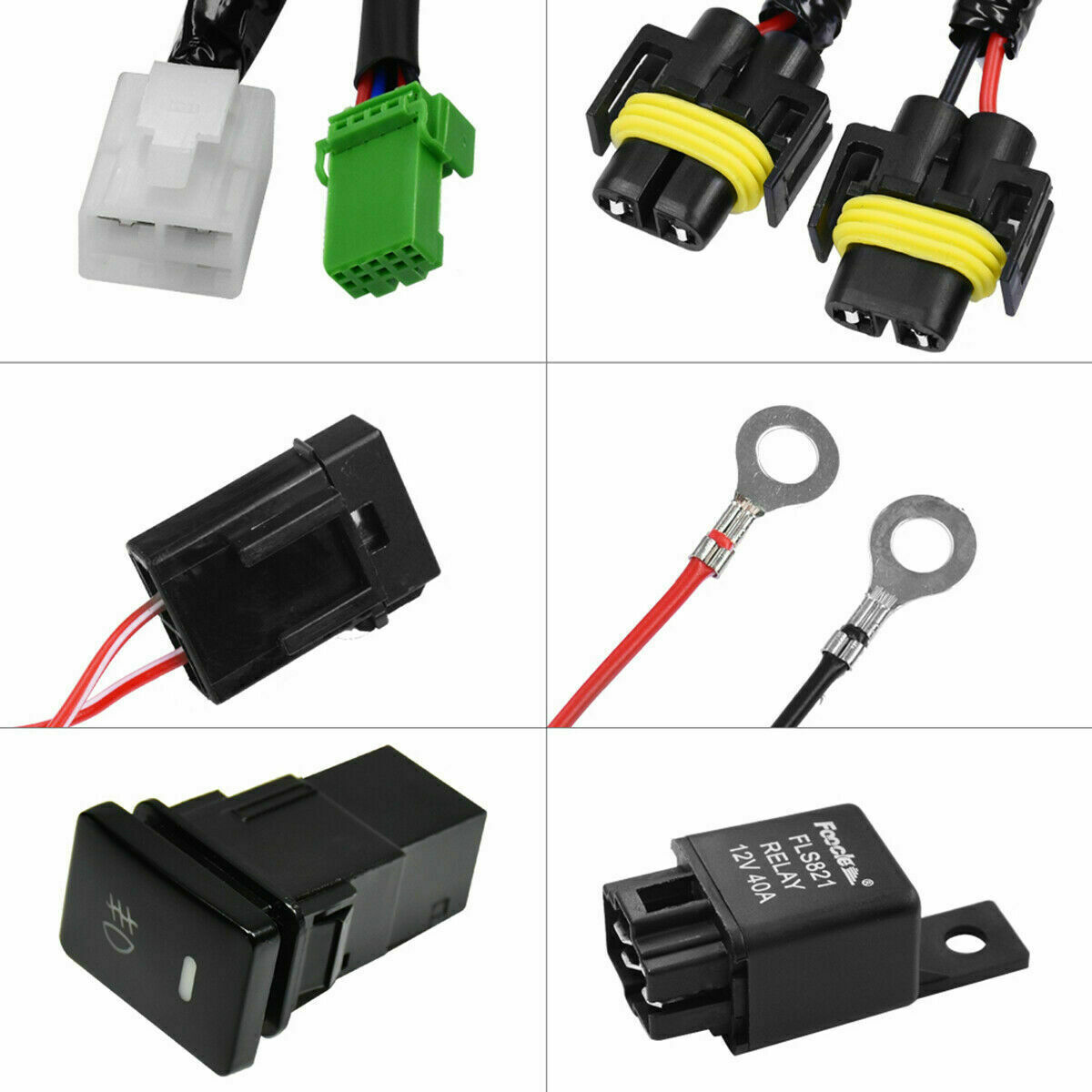 US Location H11 LED Fog Light Wiring Harness Kit For Honda Switch Relay 12V 40A - Foto 10