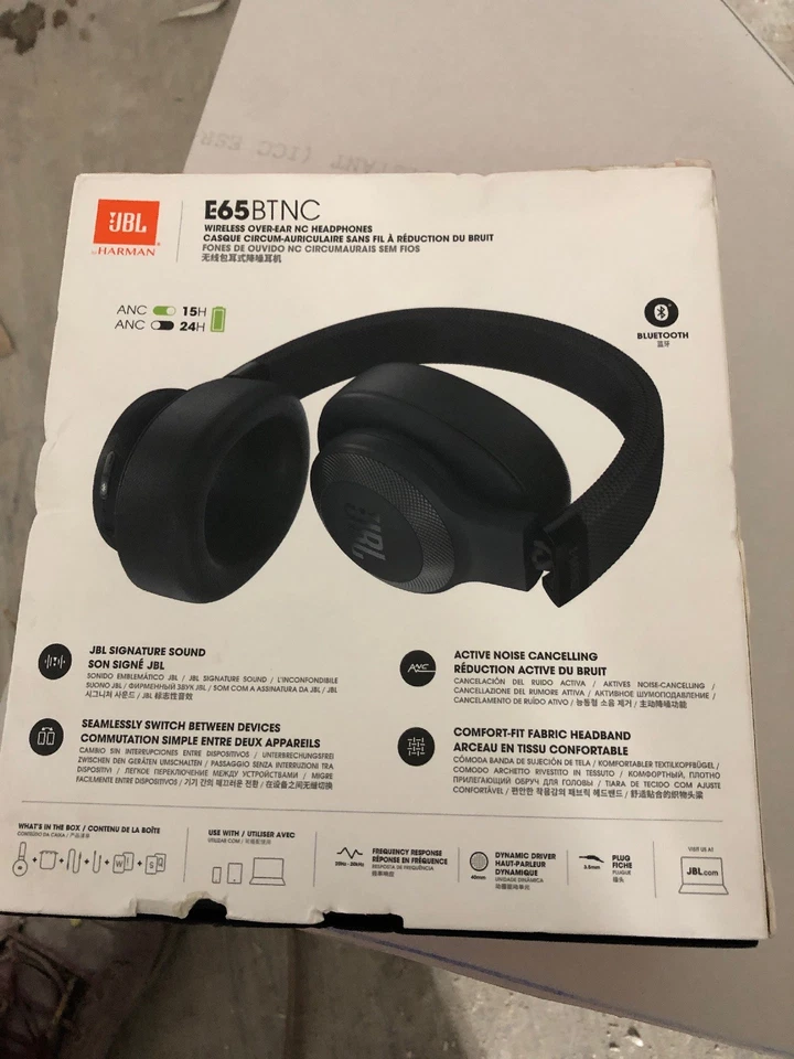 JBL E65BTNC Wireless Over-Ear Noise-Cancelling Headphones with Mic and - Image 3 of 4