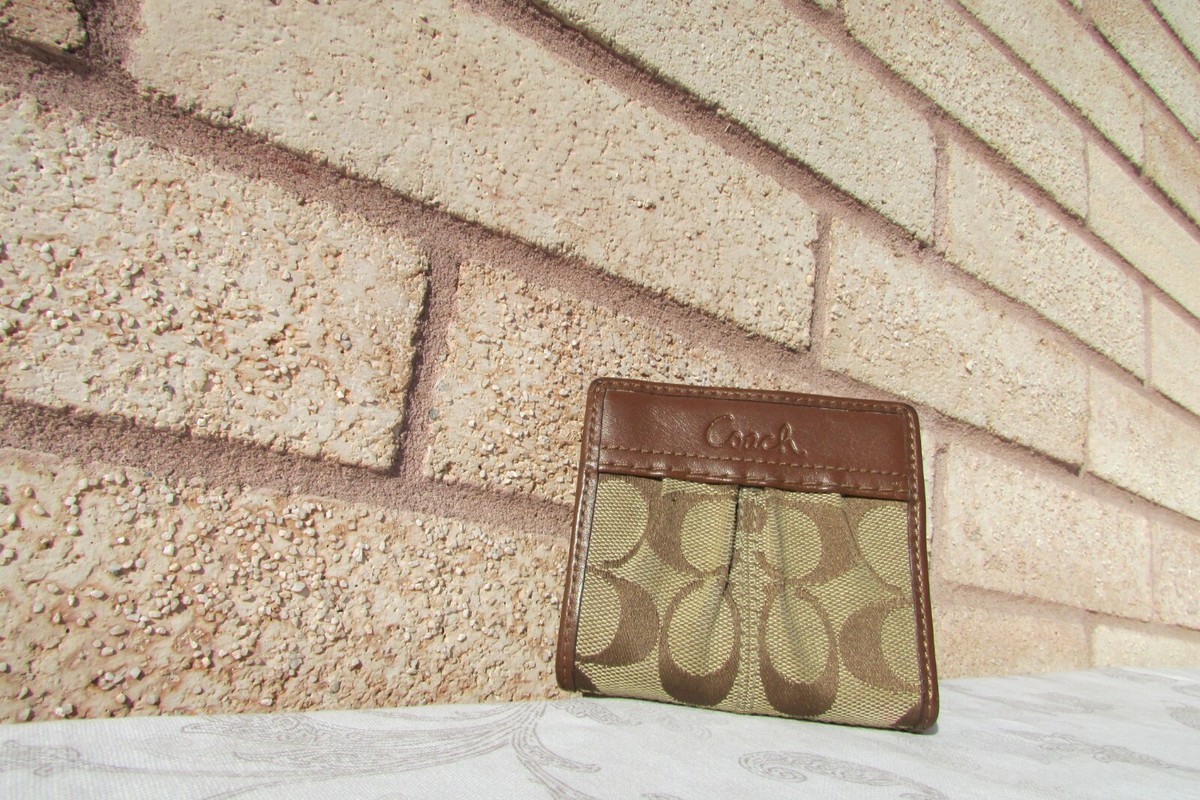 Coach 42815 Soho Pleated Signature Khaki & Brown Leather Mini 