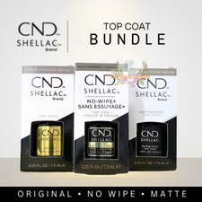 CND Shellac Top Coat Bundle Set 3 Originali + Senza Pulizia + Opaco 0,25 once Ciascuno