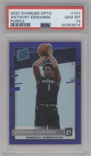 2020-21 Panini Donruss Optic - Rated Rookie Anthony Edwards #151 Purple Prizm...